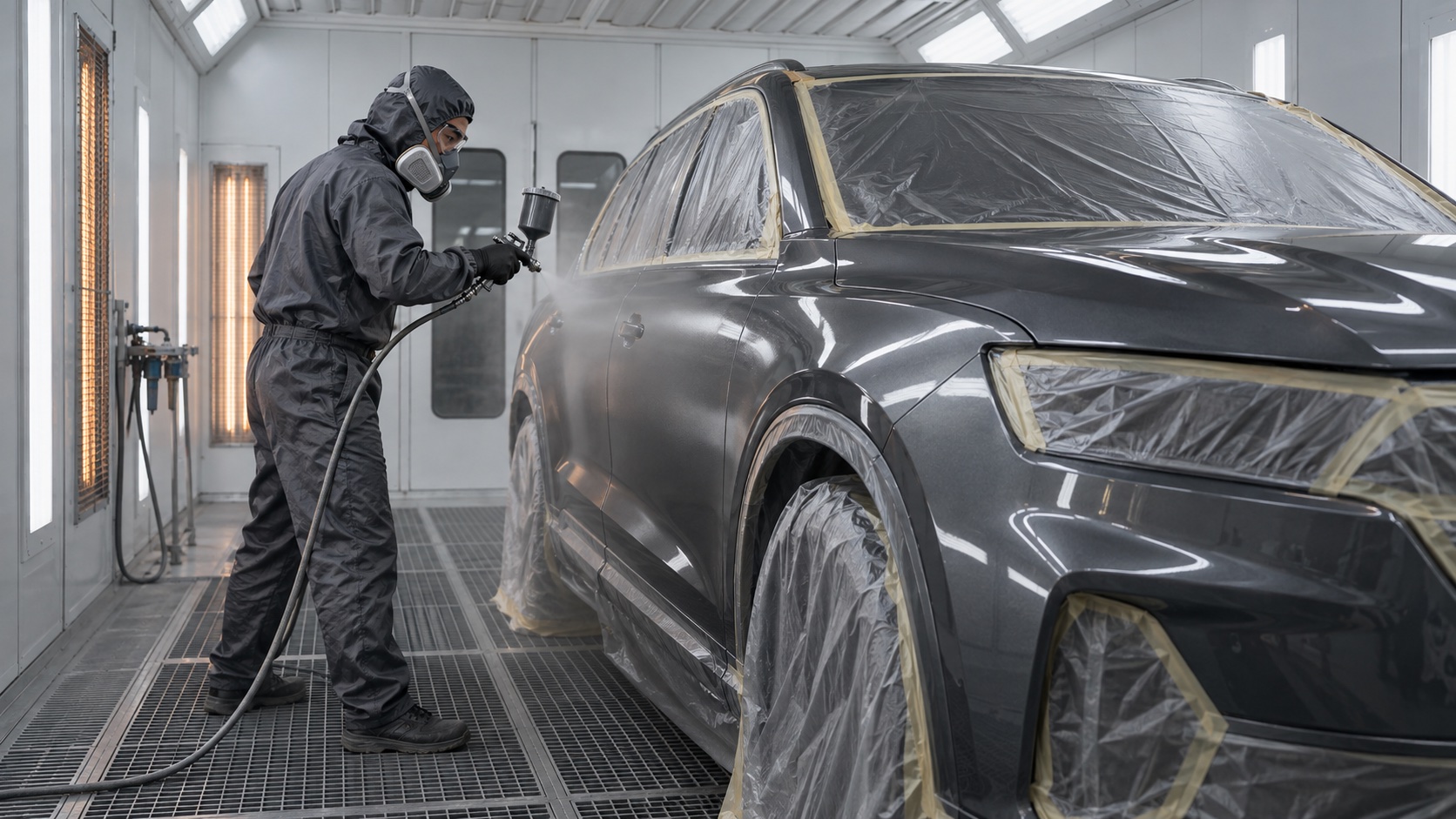 Illustrative view of controlled automotive refinishing